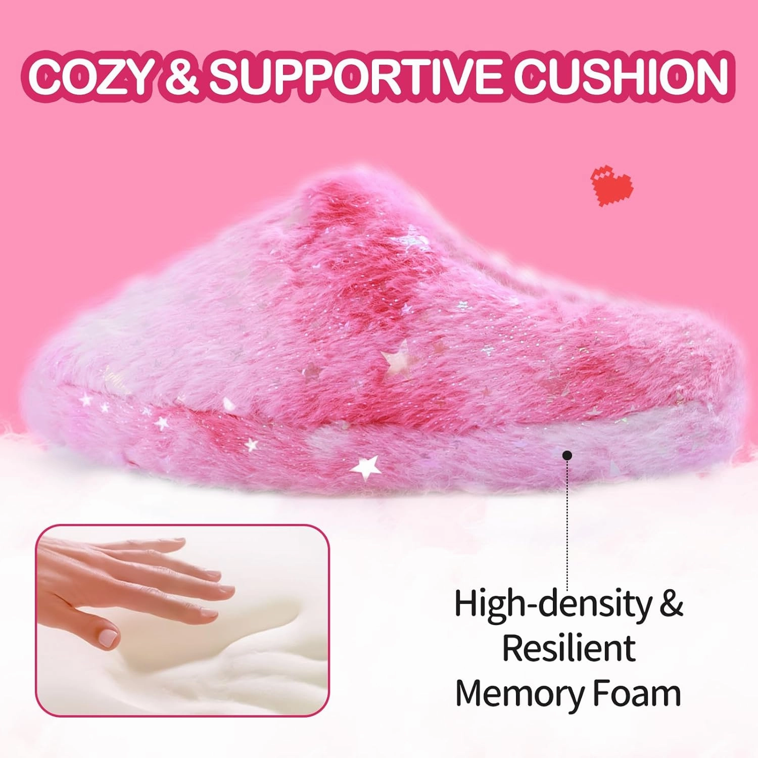 MEJORMEN Girls Fluffy House Slippers Cozy Plush Slip-on House Shoes Kids Warm Bedroom Slippers Memory Foam Slippers for Indoor Outdoor