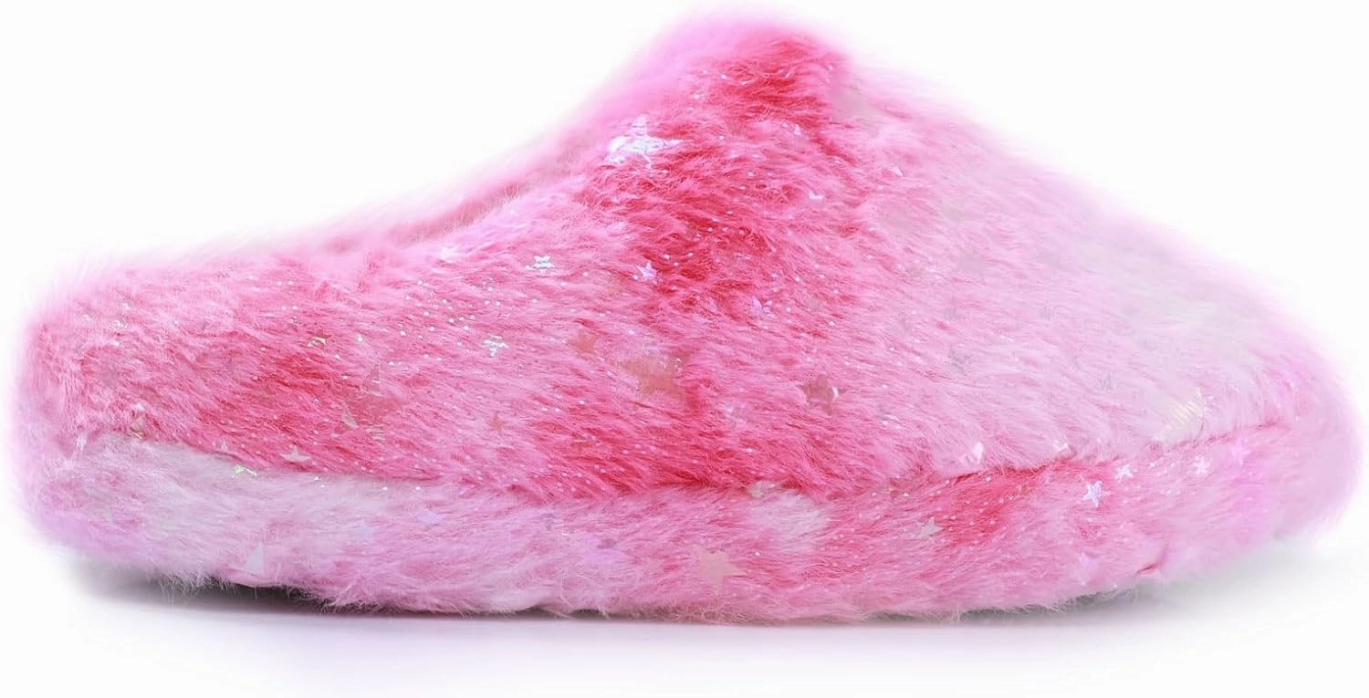 MEJORMEN Girls Fluffy House Slippers Cozy Plush Slip-on House Shoes Kids Warm Bedroom Slippers Memory Foam Slippers for Indoor Outdoor