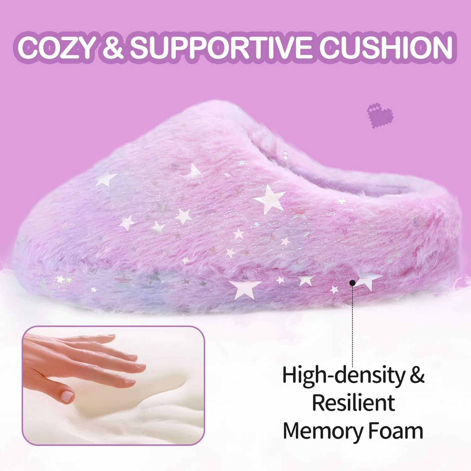 MEJORMEN Girls Fluffy House Slippers Cozy Plush Slip-on House Shoes Kids Warm Bedroom Slippers Memory Foam Slippers for Indoor Outdoor