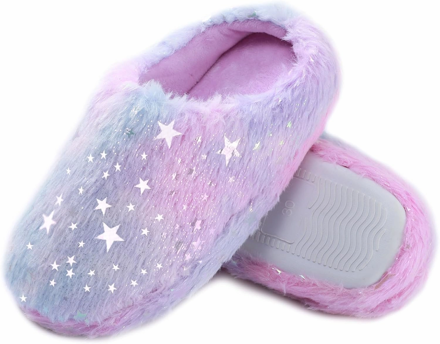 MEJORMEN Girls Fluffy House Slippers Cozy Plush Slip-on House Shoes Kids Warm Bedroom Slippers Memory Foam Slippers for Indoor Outdoor