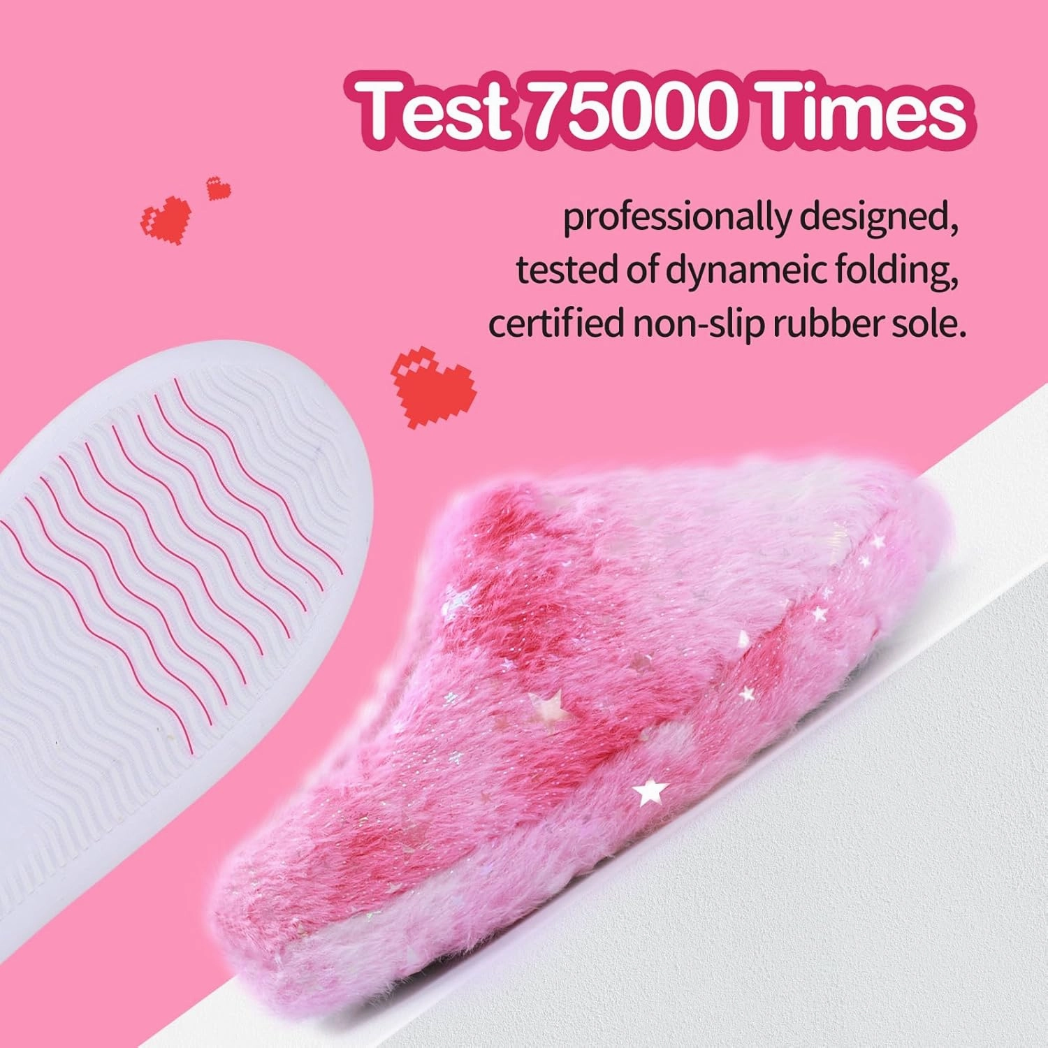 MEJORMEN Girls Fluffy House Slippers Cozy Plush Slip-on House Shoes Kids Warm Bedroom Slippers Memory Foam Slippers for Indoor Outdoor
