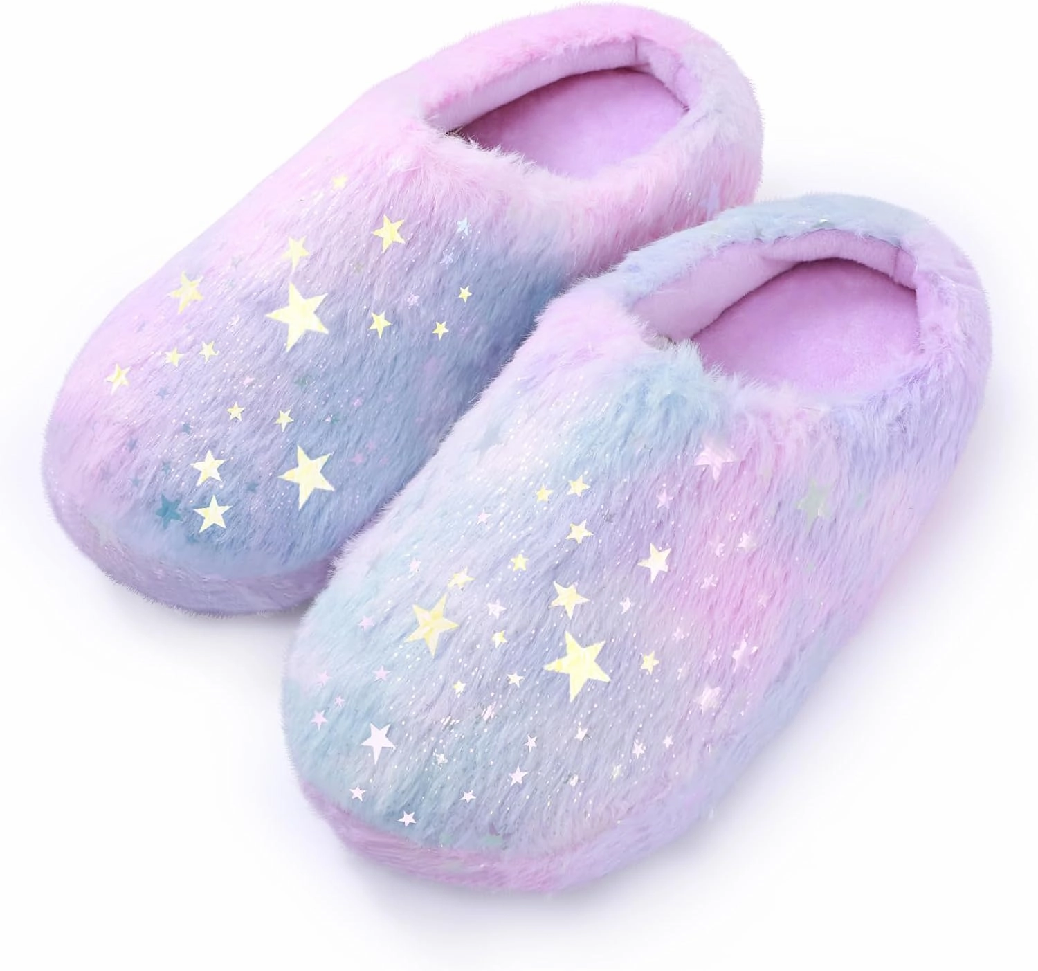 MEJORMEN Girls Fluffy House Slippers Cozy Plush Slip-on House Shoes Kids Warm Bedroom Slippers Memory Foam Slippers for Indoor Outdoor