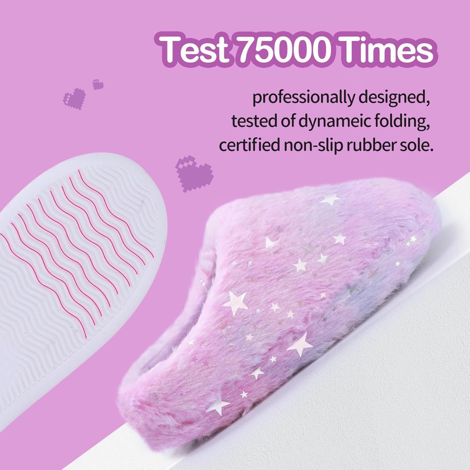 MEJORMEN Girls Fluffy House Slippers Cozy Plush Slip-on House Shoes Kids Warm Bedroom Slippers Memory Foam Slippers for Indoor Outdoor