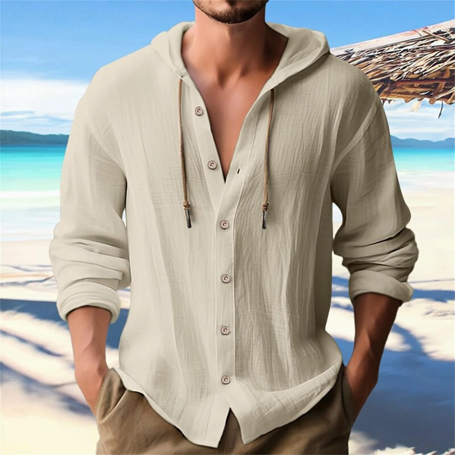 Men's Casual Button Down Shirt Cotton Solid Color Pocket Long Sleeve Shirt Top Long Sleeve T Shirt Men Mens Shirts
