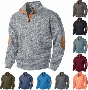 Men's Casual Pullover Sweatshirt 1/4 Button Down Stand Collar Slim Fit Long Sleeve Tops Lightweight Tactical Sweater