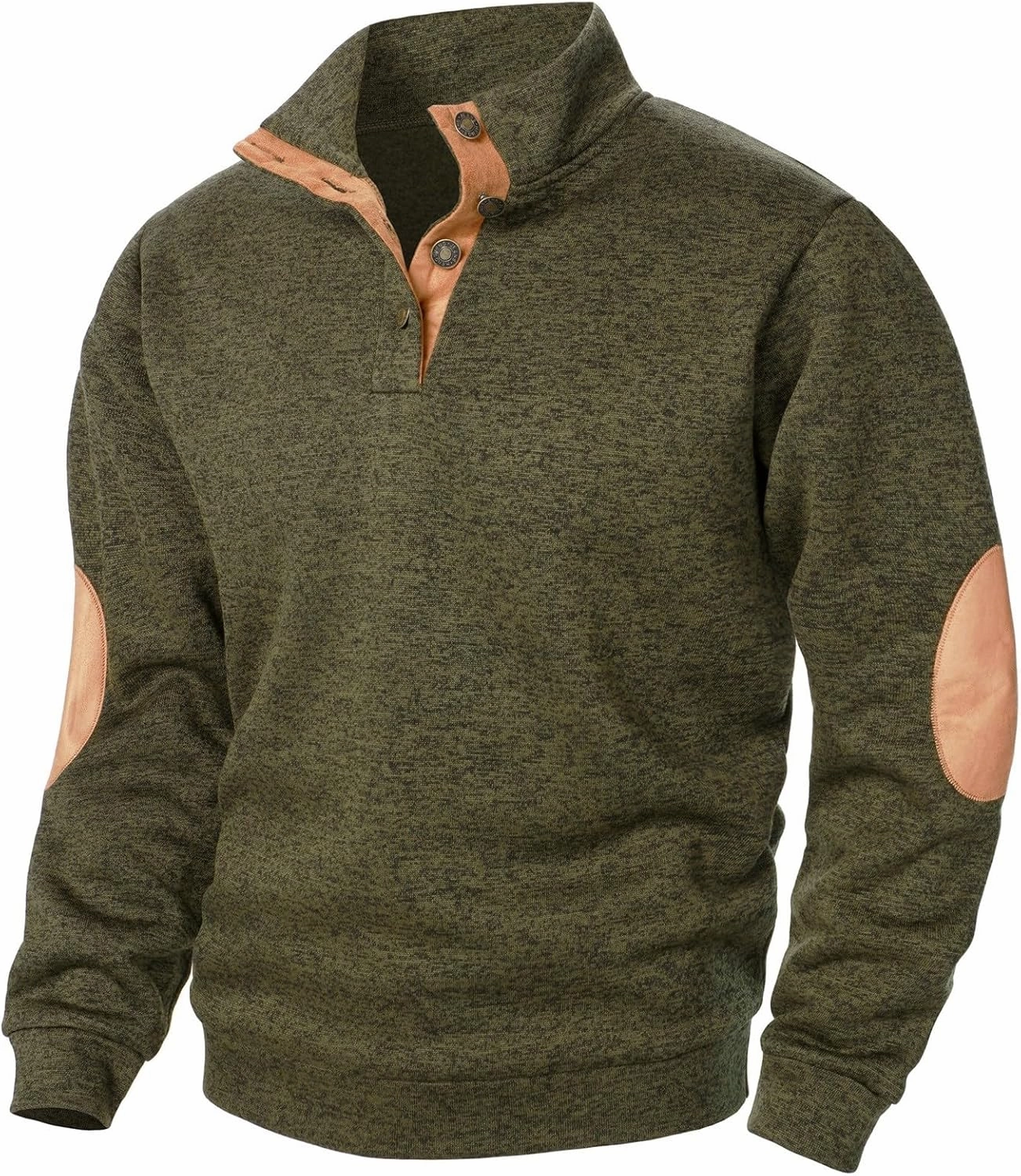 Men's Casual Pullover Sweatshirt 1/4 Button Down Stand Collar Slim Fit Long Sleeve Tops Lightweight Tactical Sweater