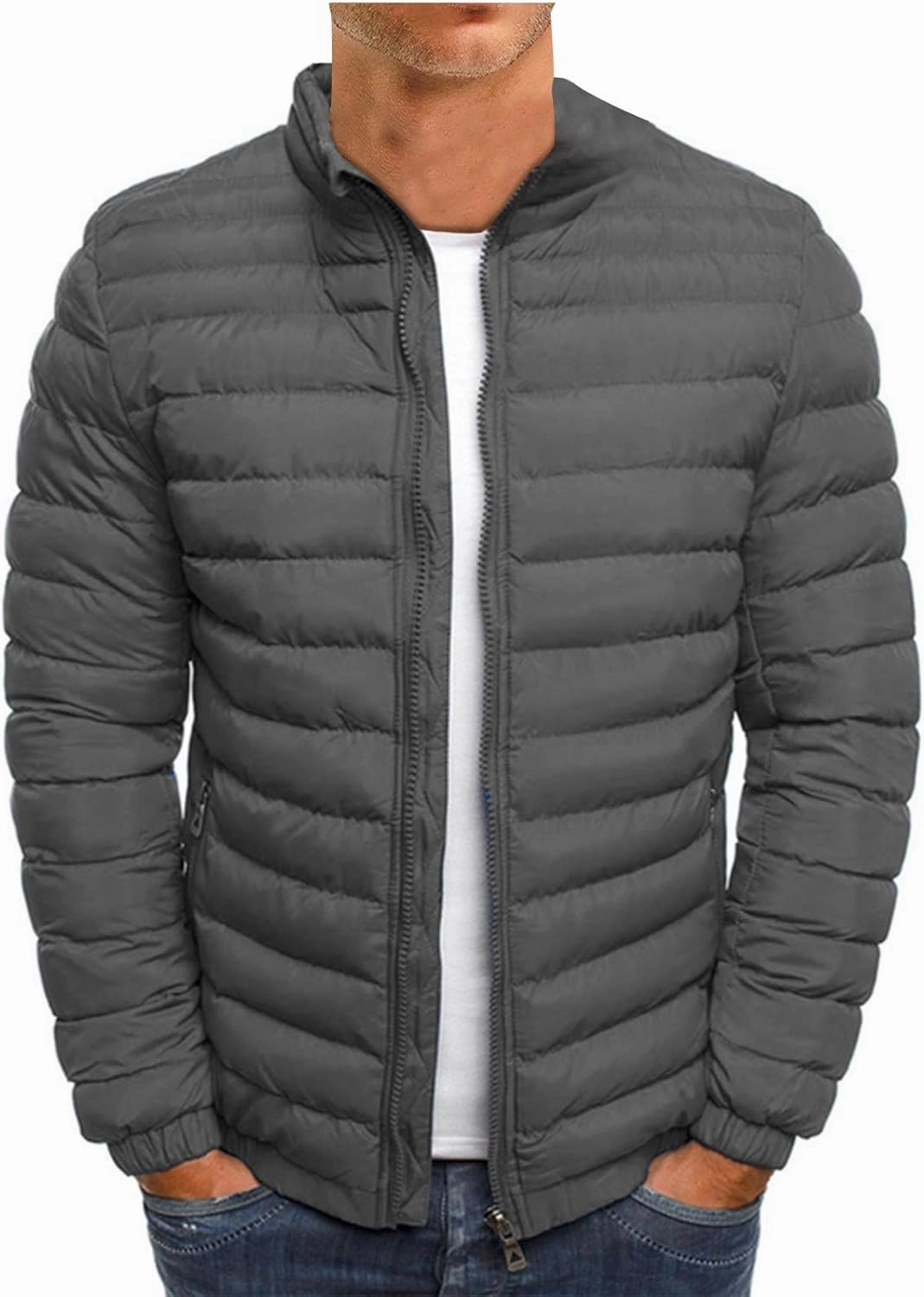 Men'S Down Jackets & Coats Zip Up With Hood Heated Plain Winter Jackets Thick Thermal Windproof Outwear