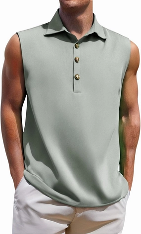 Men's Summer Sleeveless Shirts 2025 Trendy Tropical Beach Button Collared Henley Shirt Vest Lightweight Drying Vests