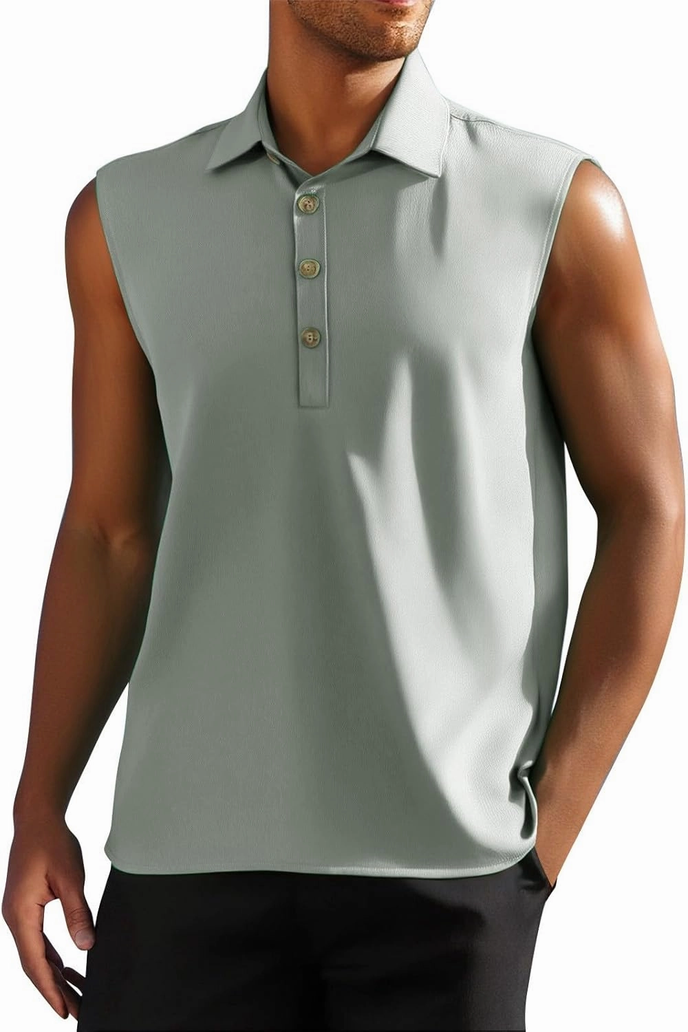 Men's Summer Sleeveless Shirts 2025 Trendy Tropical Beach Button Collared Henley Shirt Vest Lightweight Drying Vests