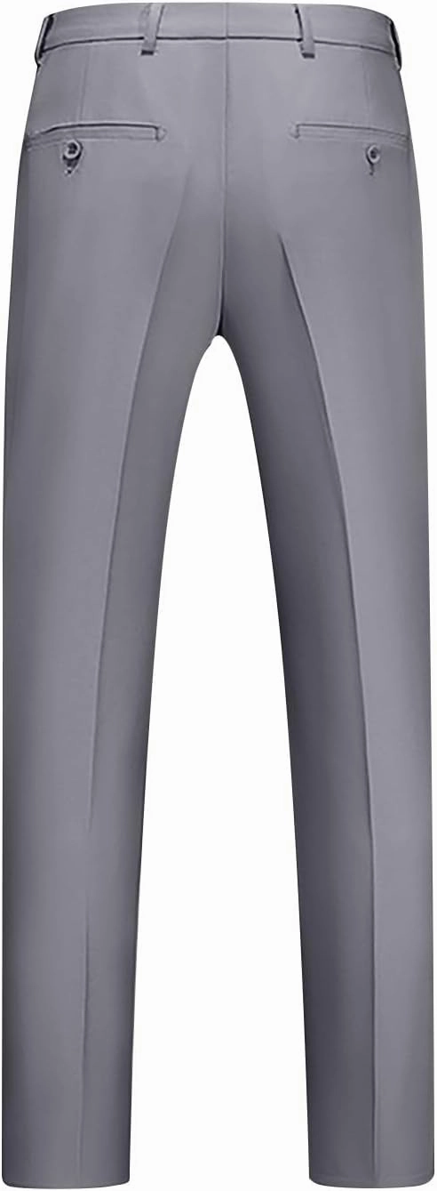 Men Suit Pants Solid Straight Barrel Pockets Casual Pants Height Trimming Party Pants Button Down Suit Pants