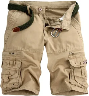 Mens Big and Tall 3XL Elastic Waistband Cargo Shorts Casual Multi Pocket Tooling Shorts Relaxed Fit Athletic Shorts