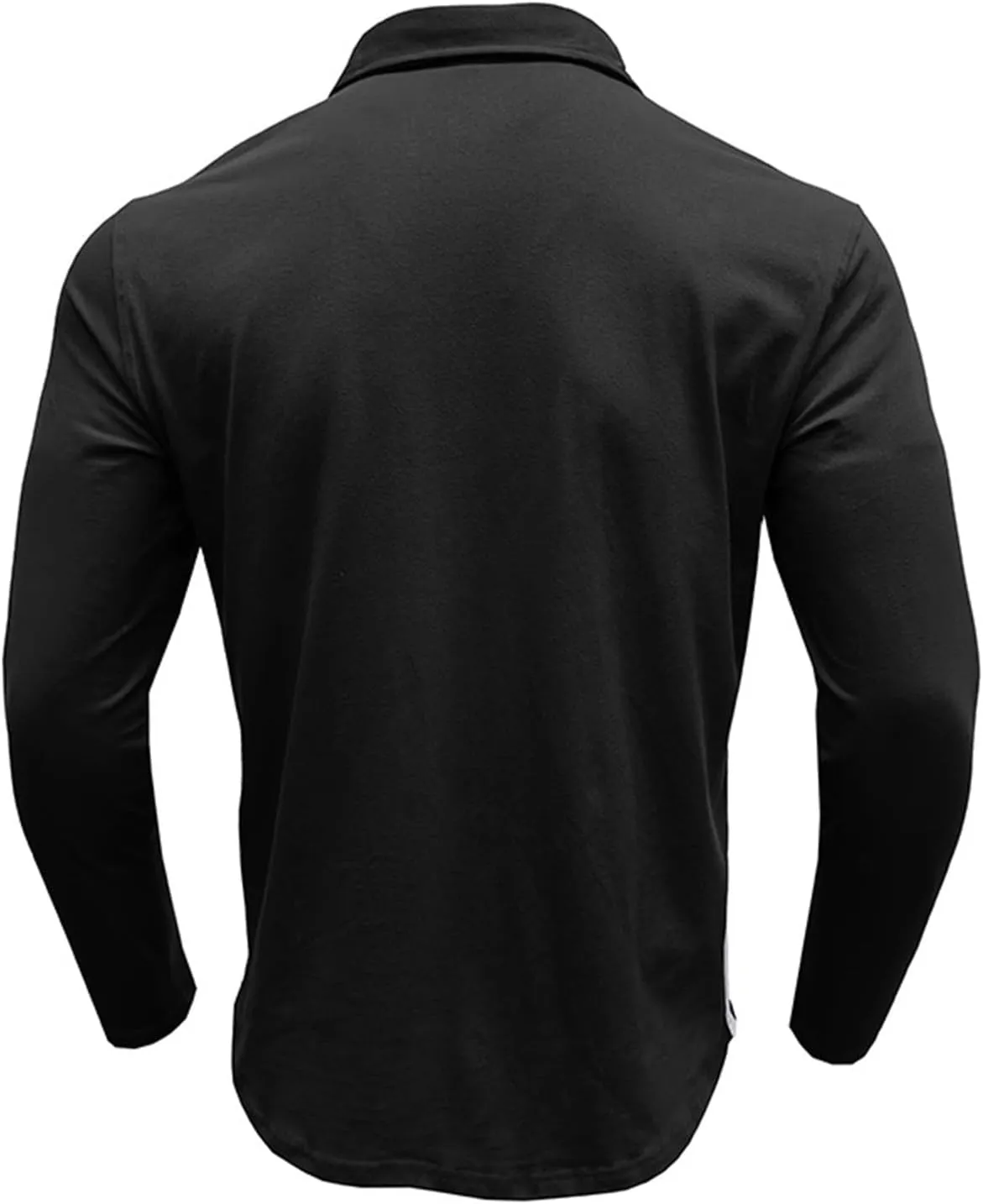 Men's Classic Casual Long Sleeve Shirts Cotton Polo Shirt with Pocket Vintage Solid Regular Fit Golf Tee Shirts