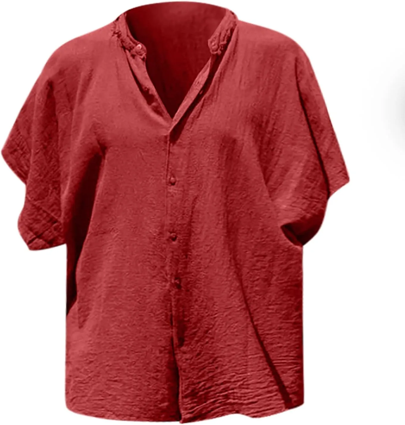 Mens Country Style Shirts Cotton Linen Loose Fit Short Sleeve Cardigan Frayed Hem Hippie Streetwear T-Shirts for Men