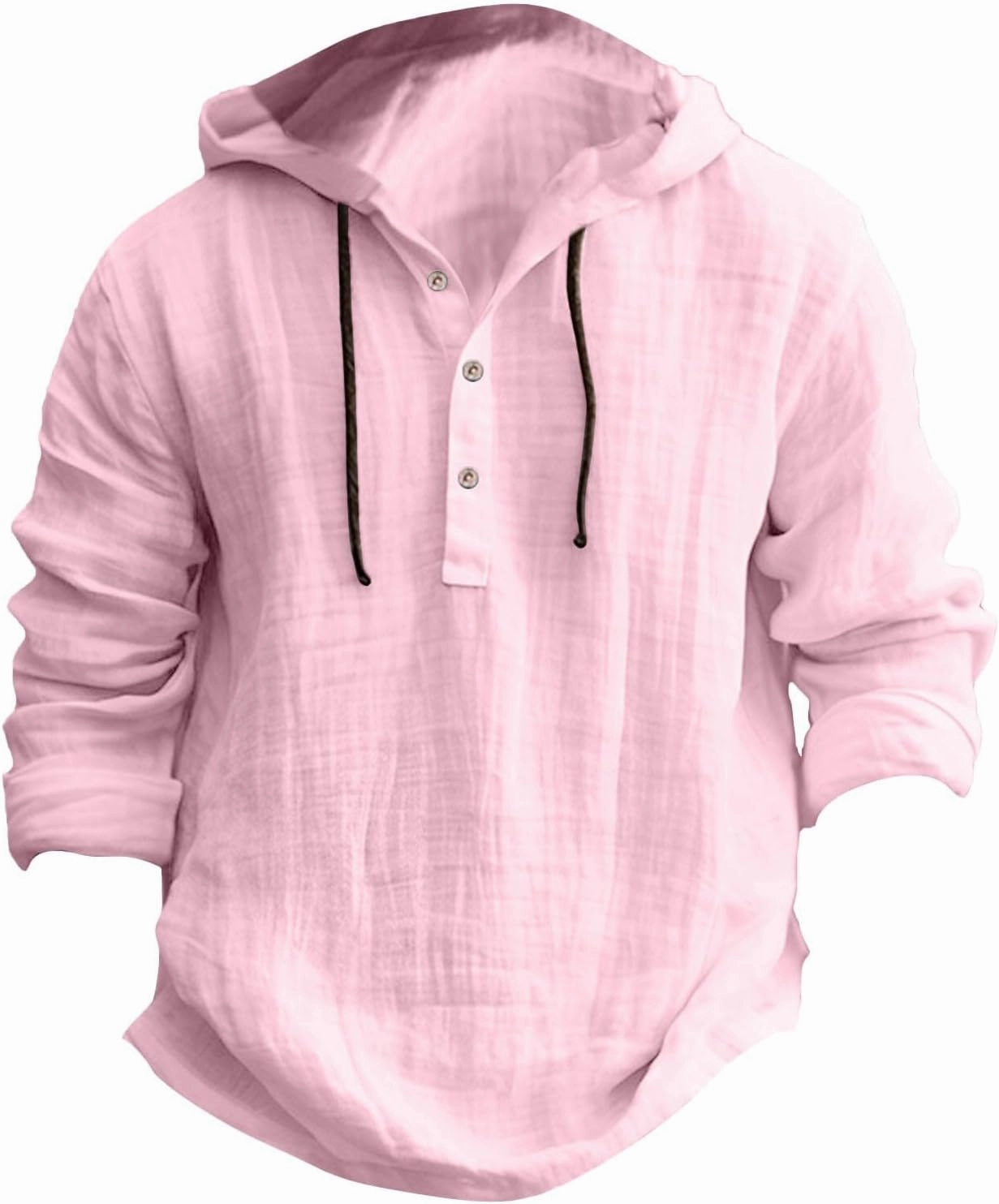 Mens Cotton Linen Shirts with Hood Long Sleeve Button Down Summer Tops Roll-Up Sleeve Lightweight Dry Fit Beach Tees