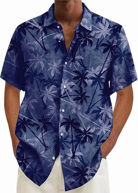 Mens Hawaiian Shirt Beach Button Down Short Sleeve Casual Stylish Big and Tall Floral Summer Tropical Vacation Tops