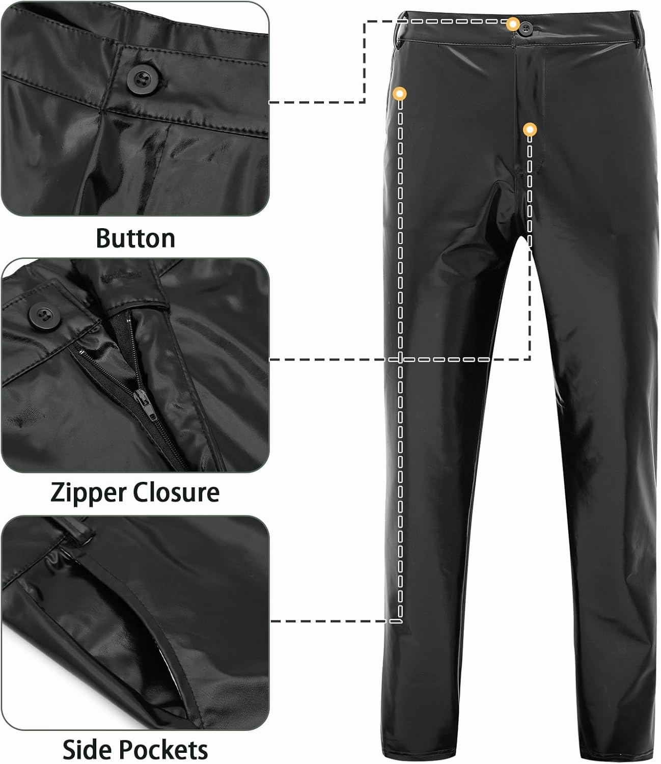 Mens Metallic Pants Night Club Rave Sequin Pants Shiny Slim Fit Trousers Disco Party Outfit
