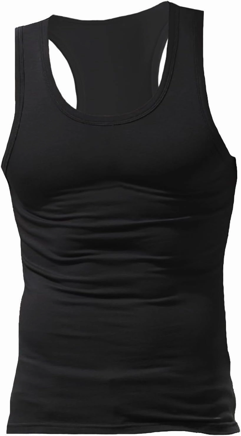 Mens Tank Top Undershirt 4 Pc Compression Fit Big and Tall Sleeveless Muscle Shirts Oversized Gym Running Athletic Vest
