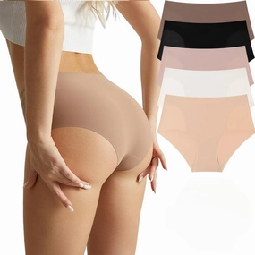 Mesh Seamless Women's Briefs Breathable Yoga Fitness Mid-waist Underwear 5 Pack YT611