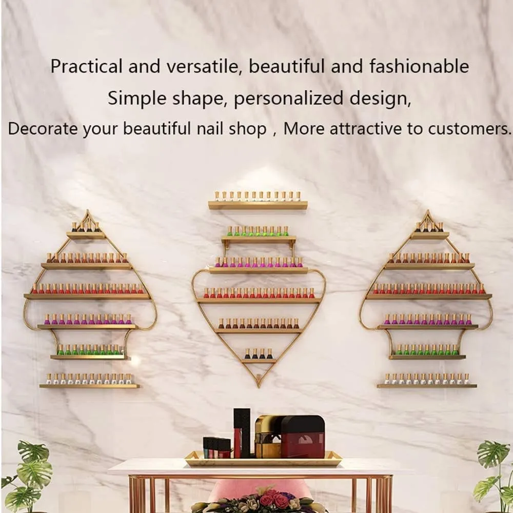 Metal Wire Storage Racks 5 Layer Salon Nail Polish Storage Box Finishing Rack, Nail Polish Shelves Storage Finishing Shelves, For Home Salon Business Spa, White, 2 piece set (Gold 8 piece set)