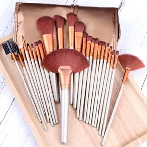 METREY BEAUTY PROFESSIONAL Makeup Brush Set - 24Pcs Brushes For Eyeshadow, Powder, Foundation Blending Brush (Gold)