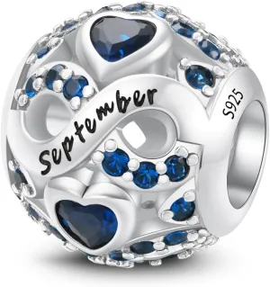 MICOO 925 Sterling Silver Jan-Dec Birthstone Charms For Bracelets and Necklaces, Original DIY Bead Charms With Cubic Zirconias Jewelry Birthday Gifts For Women.