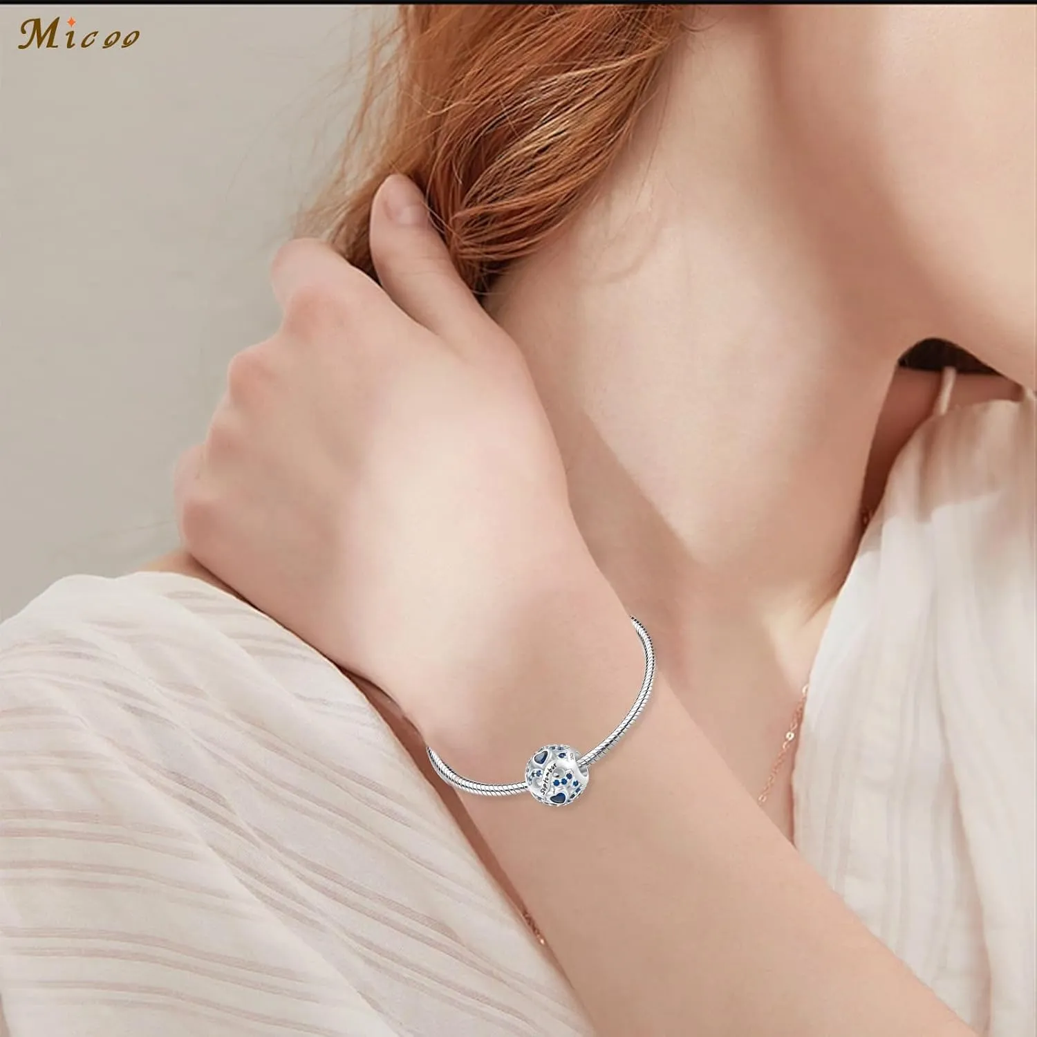 MICOO 925 Sterling Silver Jan-Dec Birthstone Charms For Bracelets and Necklaces, Original DIY Bead Charms With Cubic Zirconias Jewelry Birthday Gifts For Women.