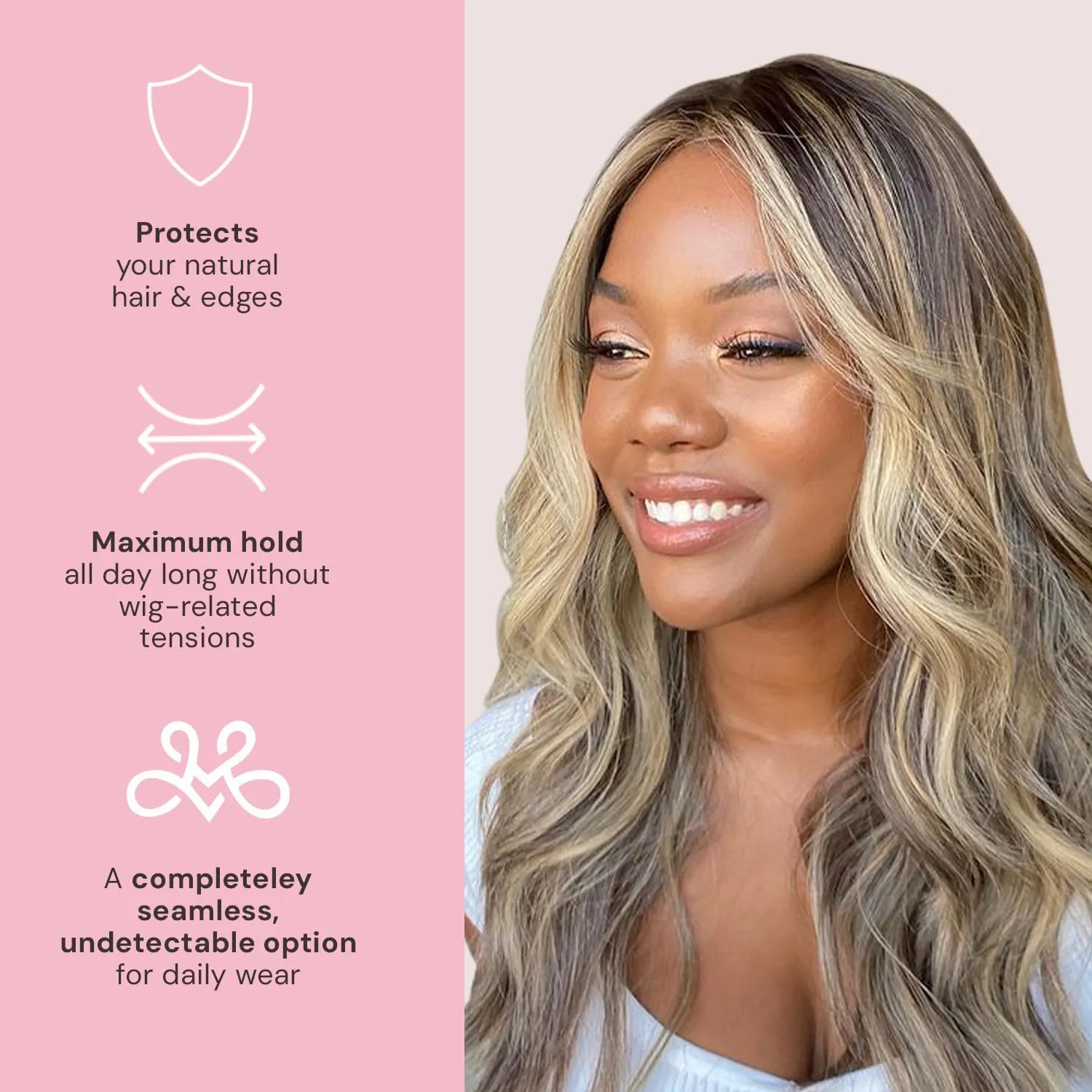 MILANO COLLECTION WiGrip Comfort Band with 9 Pack Nylon Wig Cap Liners Combo, Non-Slip Velvet Wig Band & 9 Elastic Caps, Adjustable, One Size Fits All, Nude