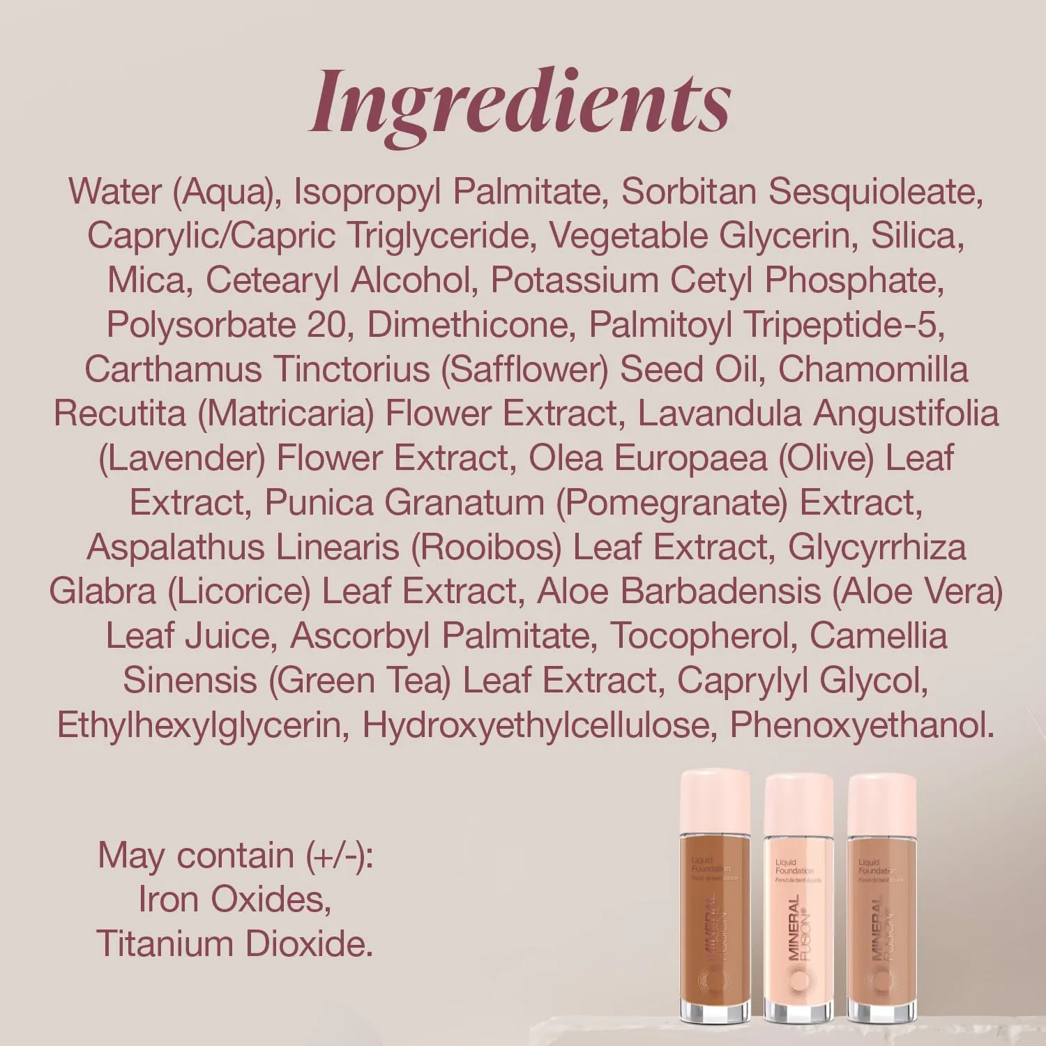 Mineral Fusion Full Coverage Foundation, Liquid Foundation - Deep 3- Tan to Deep Complexion w/Golden Undertones, Lightweight Matte Finish, Up to 12 Hr Hydration, Hypoallergenic & Vegan, 1 fl. oz
