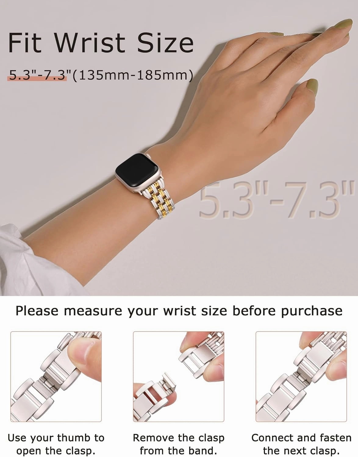 Minyee Compatible with Apple Watch Band 42/41/40/38/44/45/46/49mm Women, Dressy Basketweave Metal Strap Designer Gold Silver Link Bracelet Wristband for iWatch Series 10 9 8 7 6 5 4 3 Ultra SE