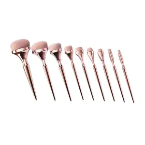 Mipcase Makeup Set for Women 9pcs Makeup Brush Set Gold Handle Practical for Concealer Foundation Eye Shadow