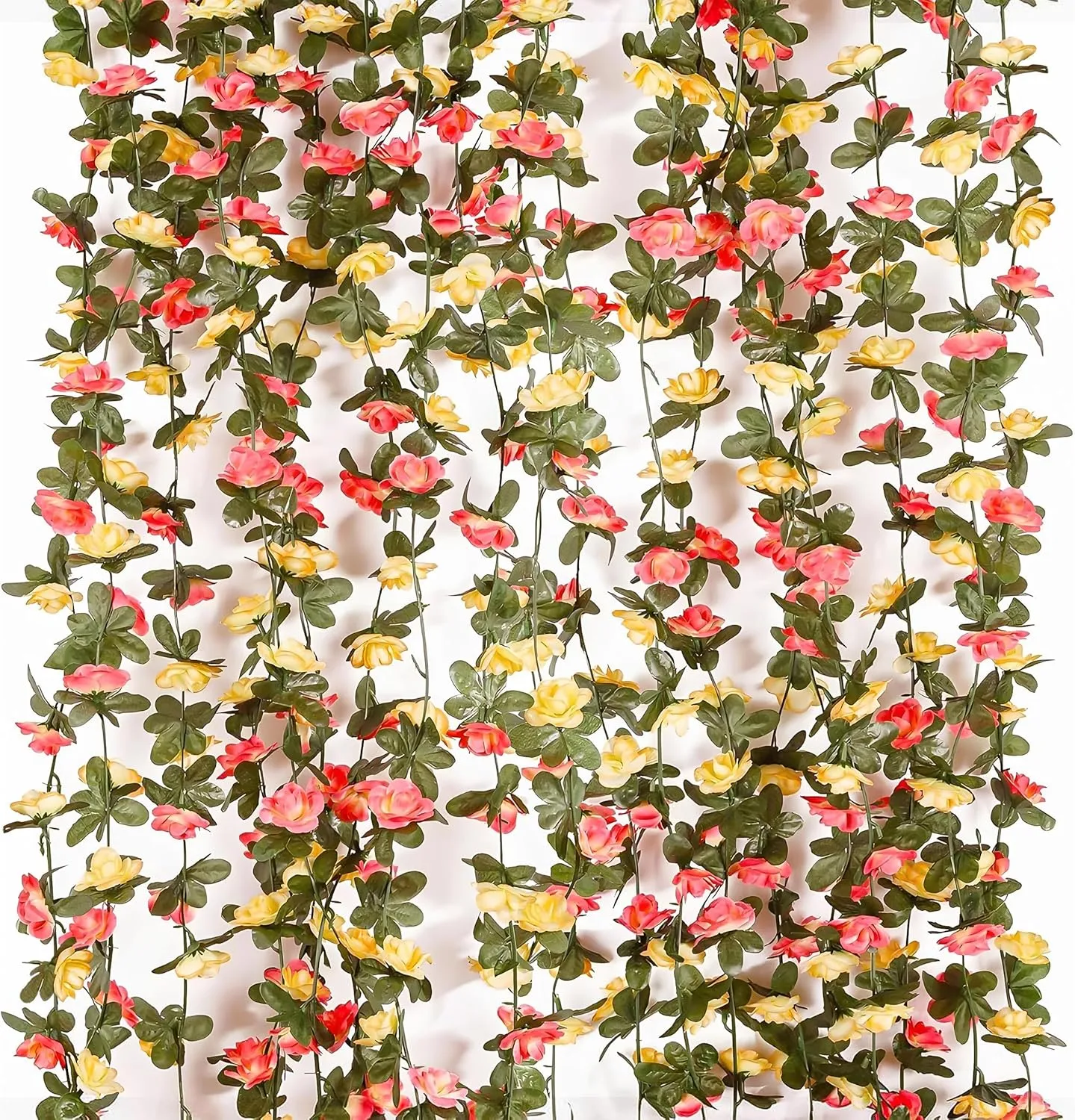 Miracliy 9Pcs 74FT Flower Garland Artificial Rose Arch Vines Fake Spring Floral Garland for Flower Wall Backdrop Wedding Mothers Day Garden Tea Party Decoration