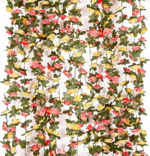 Miracliy 9Pcs 74FT Flower Garland Artificial Rose Arch Vines Fake Spring Floral Garland for Flower Wall Backdrop Wedding Mothers Day Garden Tea Party Decoration