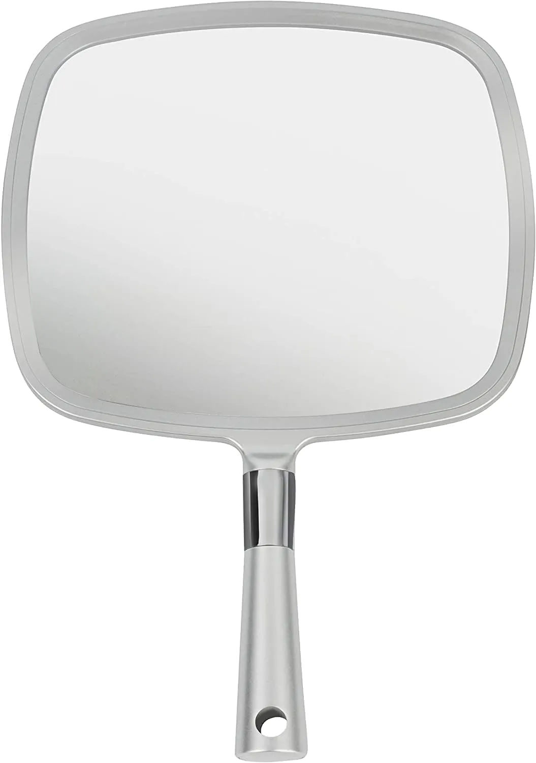 MIRRORVANA Professional Large Hand Mirror with Ergonomic Handle for Men & Women - Premium Handheld Haircut Mirrors for Barber and Salon - 9" x 13" (Elegant Silver Luxe Edition)
