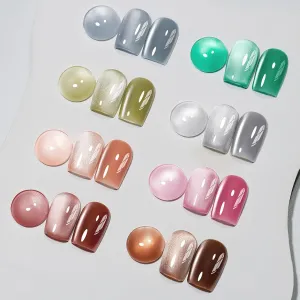 MIZHSE Cat Eye Gel Nail Polish Set: 8 Colors Moonlight Magnetic Gel Polish with Magnet Stick, Glass Effect Shimmer Pink Green Red Colors Ceramic Nail Gel Soak Off Nail Art Salon Home Gift for Women