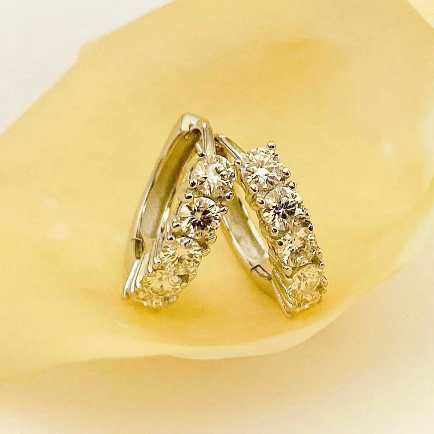 Moissanite Hoop Earrings, Huggie Hoops Sterling Silver Hoops Earrings for Women