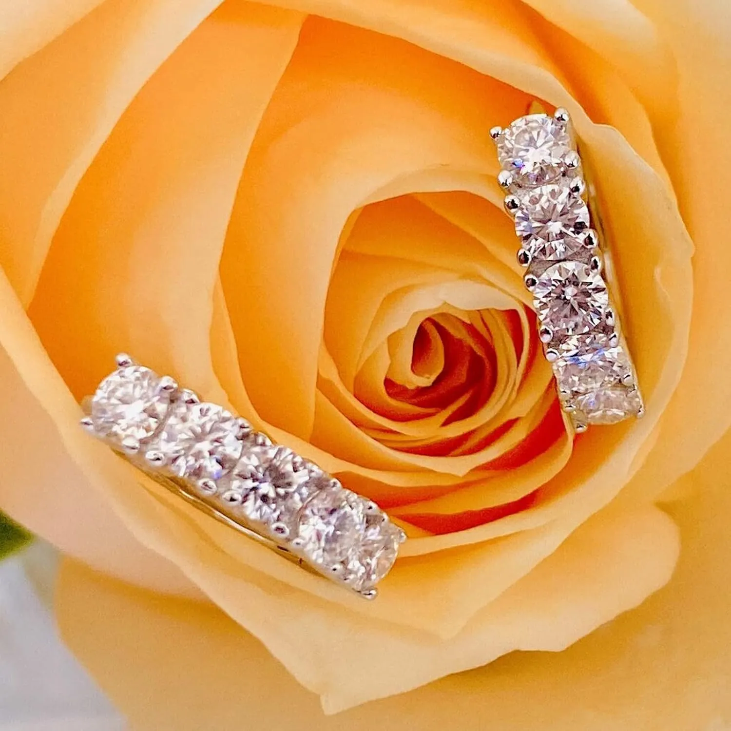 Moissanite Hoop Earrings, Huggie Hoops Sterling Silver Hoops Earrings for Women