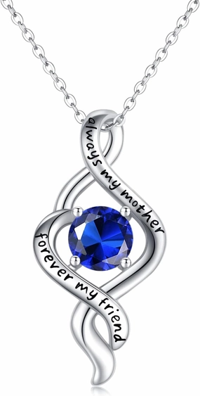 Mom Gifts from Daughter 925 Sterling Silver Infinity Love Birthstone Pendant Necklace Always My Mother Forever My Friend Necklace Jewelry Mother's Day Gifts for Mom Mother