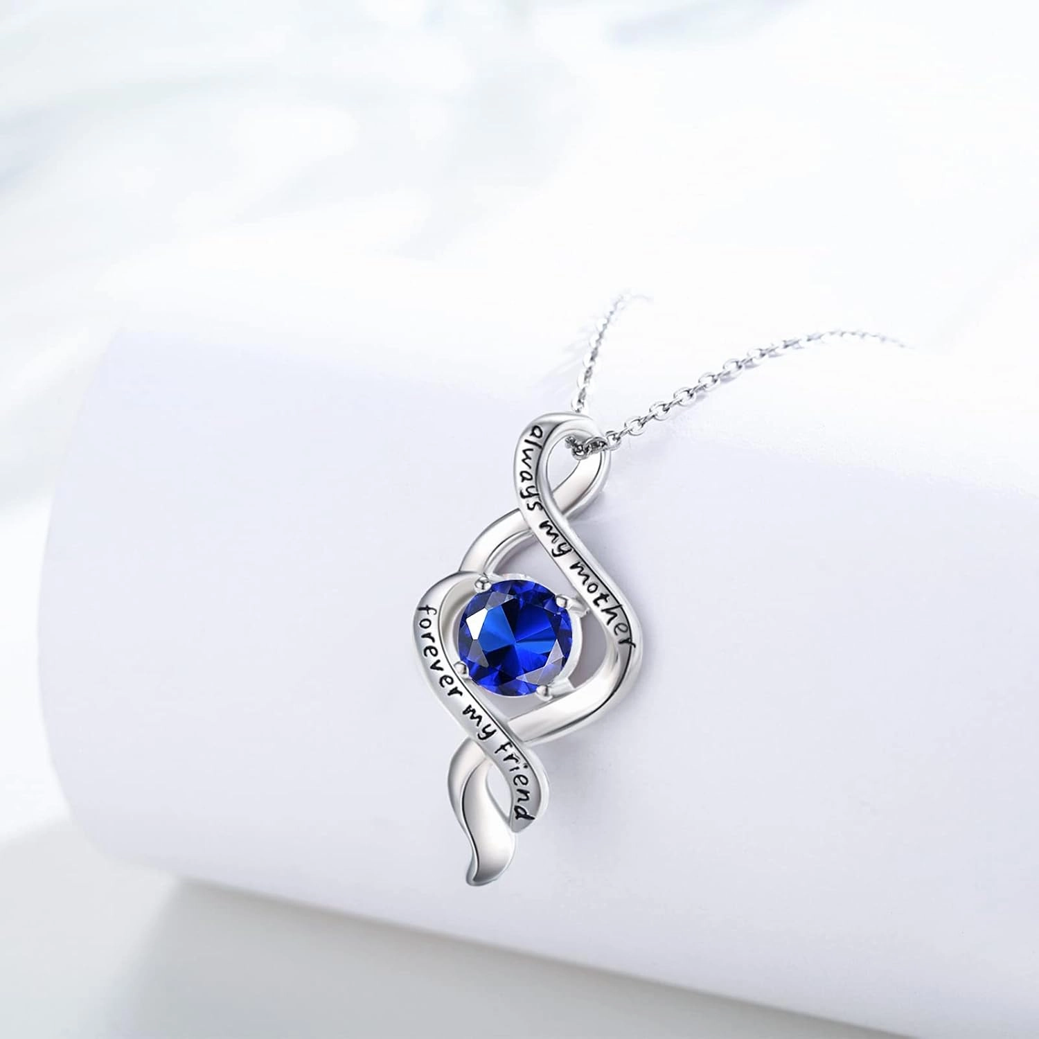 Mom Gifts from Daughter 925 Sterling Silver Infinity Love Birthstone Pendant Necklace Always My Mother Forever My Friend Necklace Jewelry Mother's Day Gifts for Mom Mother