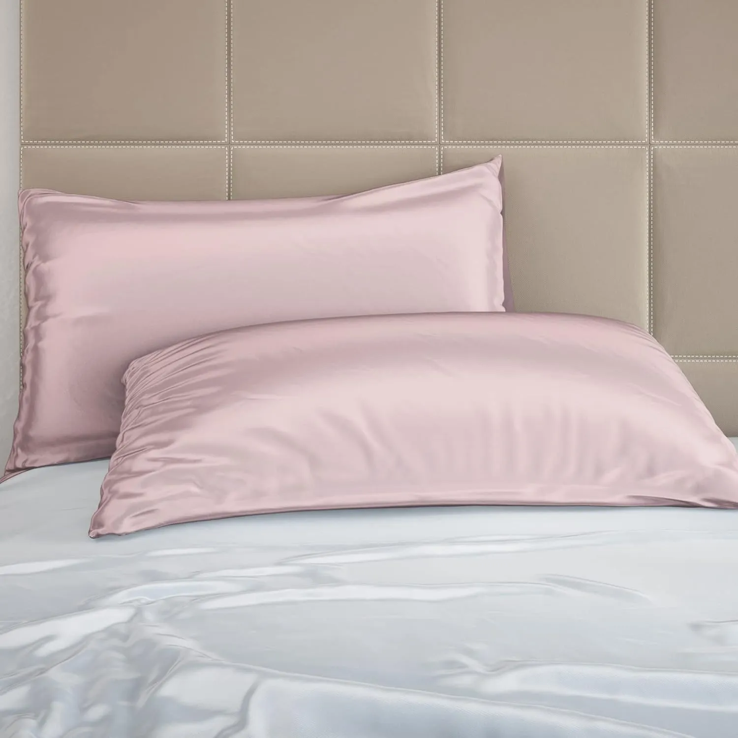 Mulberry Park 100% Silk Pillowcase - 19 Momme, Grade 6A Mulberry Silk - Deep Envelope Closure - Pink/Queen (20'' x 30'')