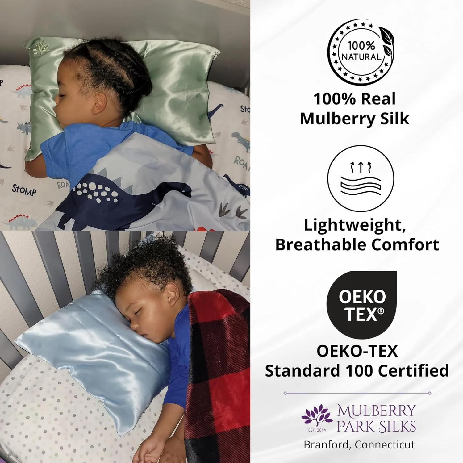 Mulberry Park 19 Momme Silk Pillowcase for Kids & Toddlers - Prevents Bed Head & Frizz, Gentle on Delicate Skin & Hair - Grade 6A Pure Mulberry Silk - 13" x 18" / Lullaby Pink