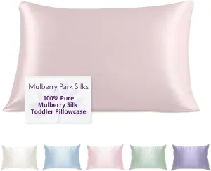 Mulberry Park 19 Momme Silk Pillowcase for Kids & Toddlers - Prevents Bed Head & Frizz, Gentle on Delicate Skin & Hair - Grade 6A Pure Mulberry Silk - 13" x 18" / Lullaby Pink