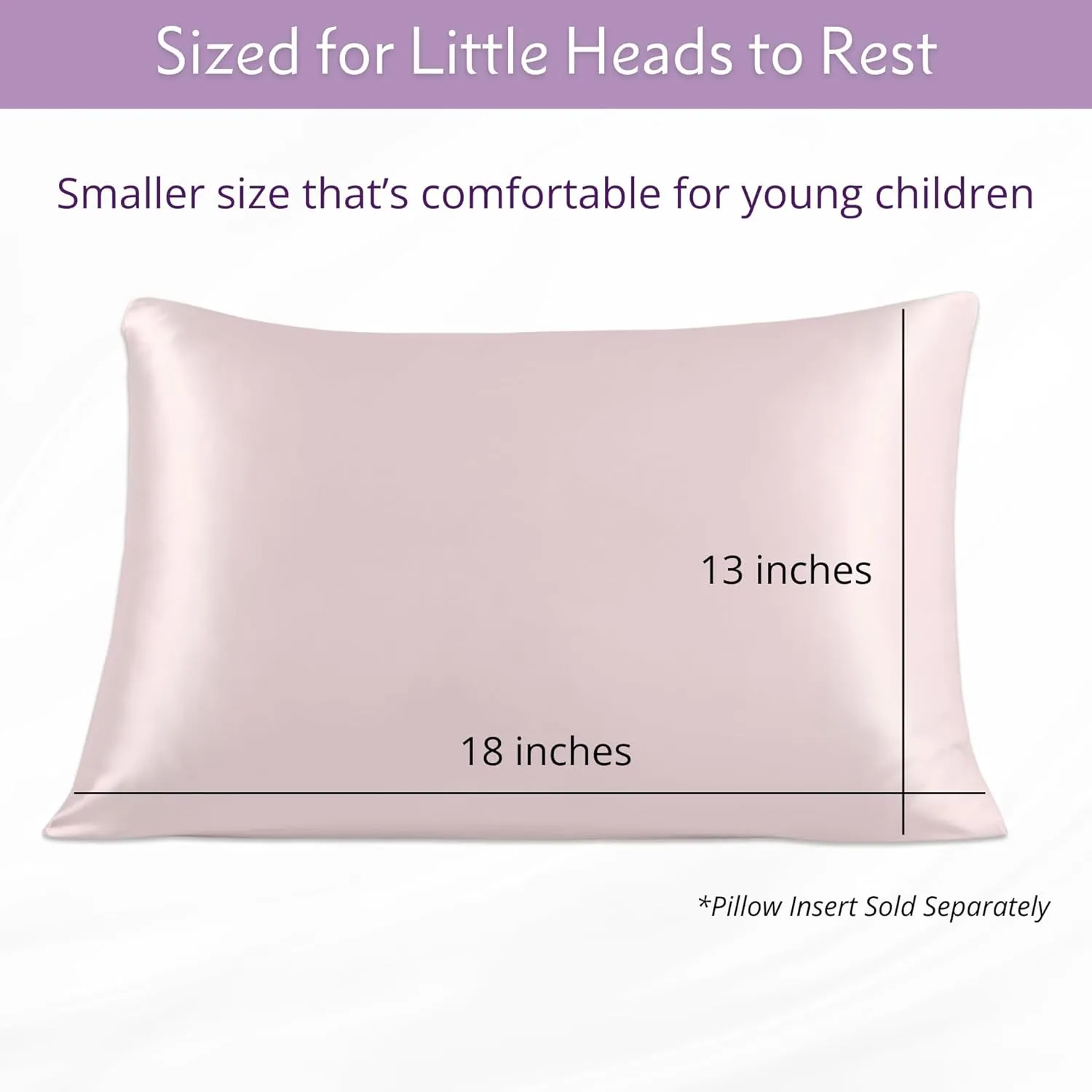 Mulberry Park 19 Momme Silk Pillowcase for Kids & Toddlers - Prevents Bed Head & Frizz, Gentle on Delicate Skin & Hair - Grade 6A Pure Mulberry Silk - 13" x 18" / Lullaby Pink