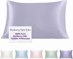Mulberry Park 19 Momme Silk Pillowcase for Kids & Toddlers - Prevents Bed Head & Frizz, Gentle on Delicate Skin & Hair - Grade 6A Pure Mulberry Silk - 13" x 18" / Peaceful Purple