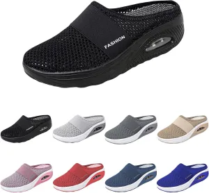 Mules for Women 2025 Orthotic Sandals Wide Feet Backless Walking Sneakers Slip On Closed Toe Shoes Comfortable Breathable Mesh Slippers Orthopedic Diabetic Shoes Beach Slippers