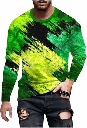 Muscularfit Crewneck Sweatshirt for Men 2024 Fashion Long Sleeve Contrast Color Pullover Blouse Casual Stylish Athletic Shirt