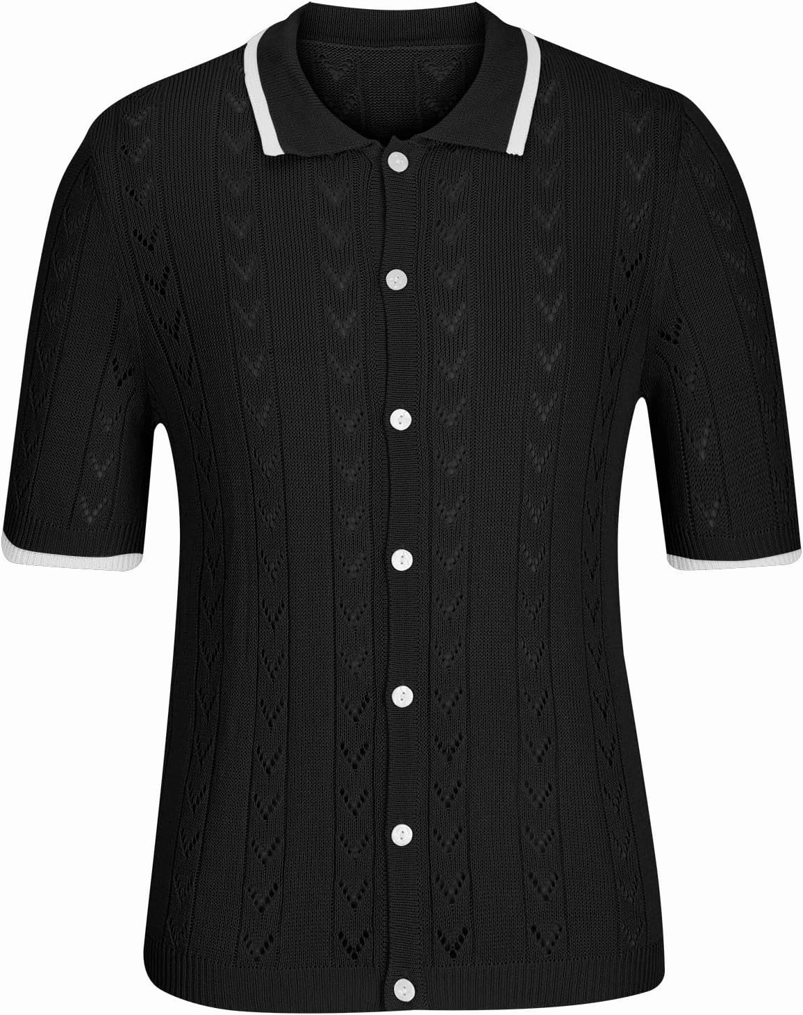 Muscularfit Mens Button Down Short Sleeve Shirt Hawaiian Summer Beach Solid Collar T-Shirts Fashion Vacation Tropical Shirts