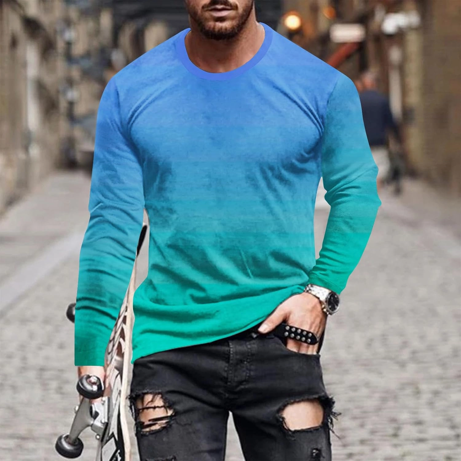 Muscularfit Mens Sweatshirt Causal Stylish Long Sleeve Contrast Color Crewneck Shirts Lightweight Gym Athletic Loose Pullover