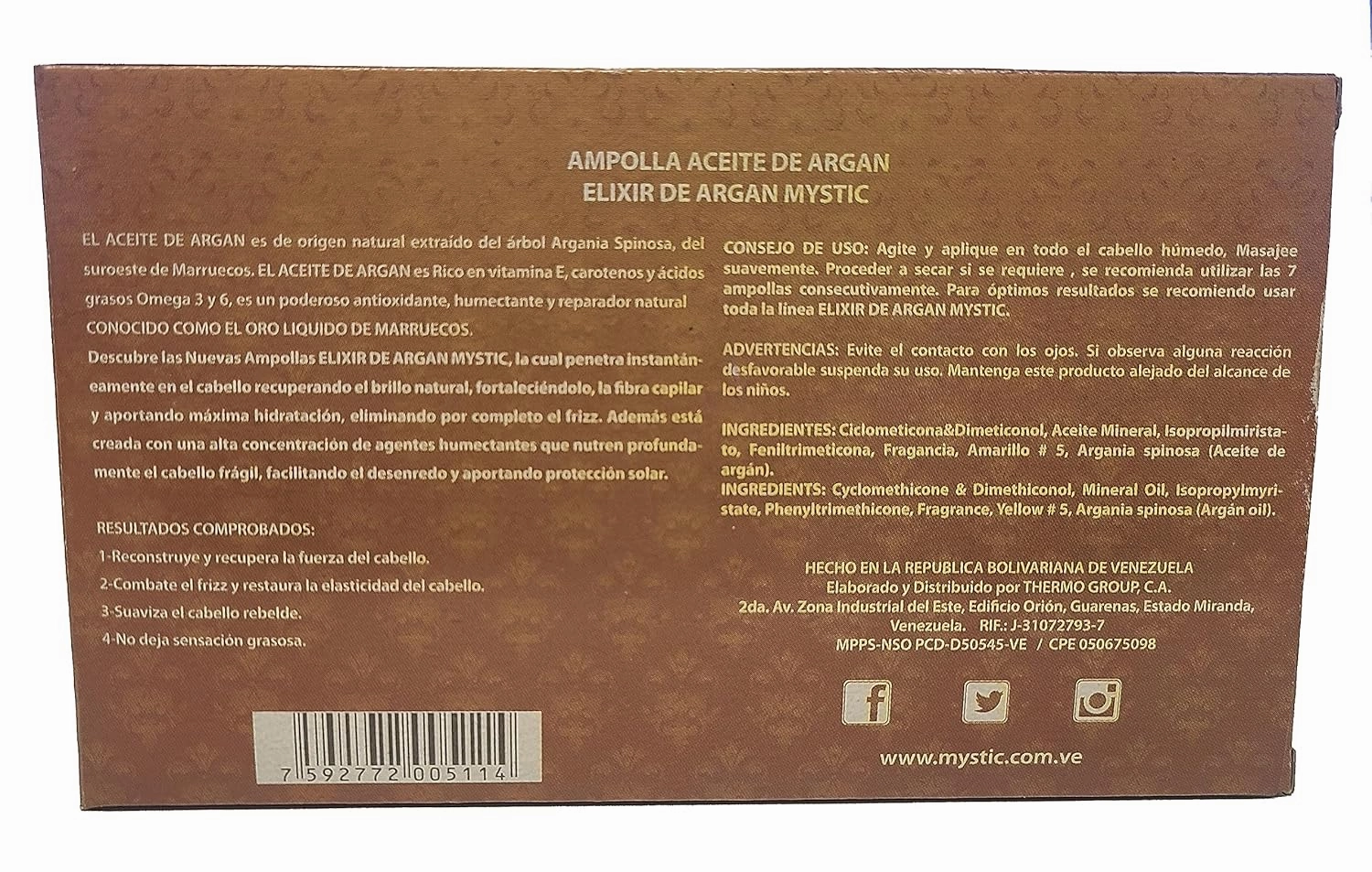 Mystic Argan Oil Ampoule - Strengthen, Hydrate, Repair, Anti-Frizz, Detangle, Liquid Gold From Morocco (Pack of 7, 2.37, Fl Oz)