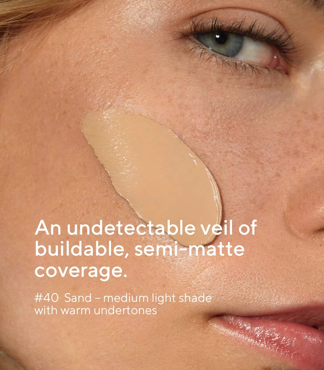 MÁDARA Organic Skincare | SKINONYM Semi-Matte Peptide Foundation, #40 SAND, 30ml – Boosted by collagen-supporting peptides, Semi-matte finish, Adapts to the skin's texture, Ecocert certified.