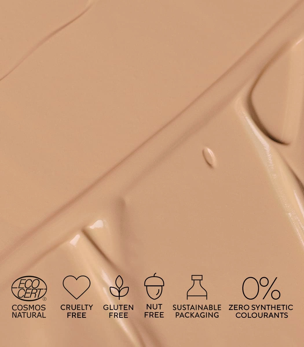 MÁDARA Organic Skincare |SKINONYM Semi-Matte Peptide Foundation, #35 TRUE BEIGE, 30ml – Boosted by collagen-supporting peptides, Semi-matte finish, Adapts to the skin's texture, Ecocert certified.